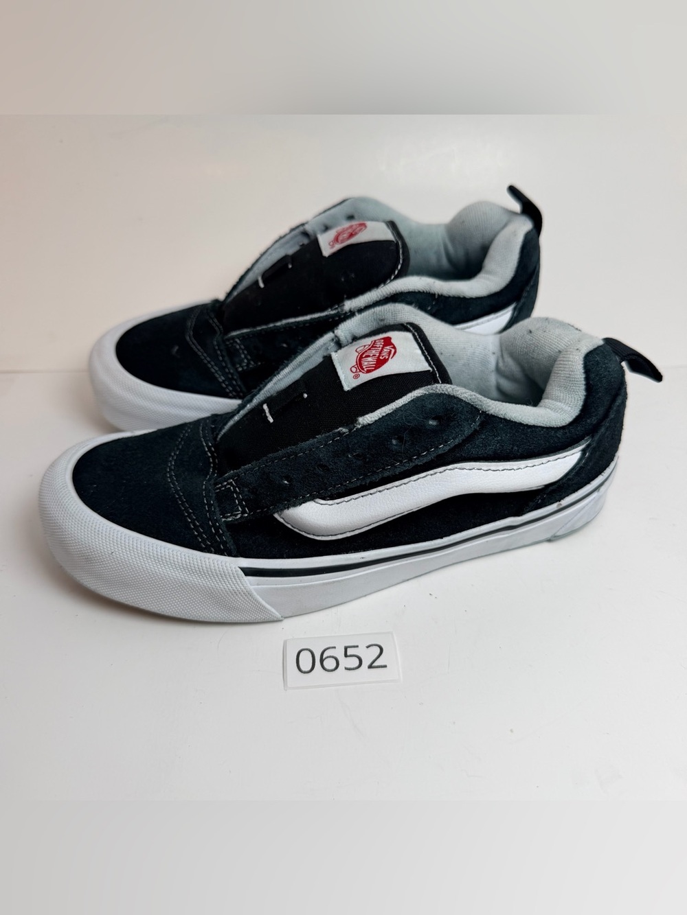 Vans Kids Black and White Low-Top Skate Sneakers